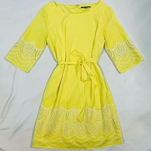 Gianni Bini Yellow Shift Dress with tie - Medium